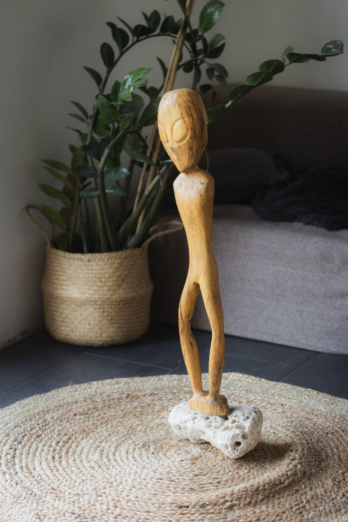 Frank Wooden Figurine on Stone